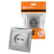 Розетка 2П 10А 250В серебр. металлик «Лама» TDM