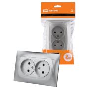 Розетка двойная 2П 10А 250В серебр. металлик «Лама» TDM