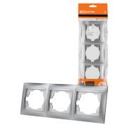 Рамка 3-х постовая горизонтальная серебр. металлик «Лама» TDM