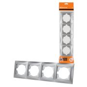 Рамка 4-х постовая горизонтальная серебр. металлик «Лама» TDM