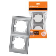 Рамка 2-х постовая вертикальная серебр. металлик «Лама» TDM