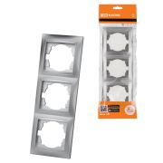 Рамка 3-х постовая вертикальная серебр. металлик «Лама» TDM