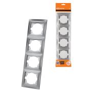 Рамка 4-х постовая вертикальная серебр. металлик «Лама» TDM