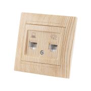 Розетка телефонная RJ11 + компьютерная RJ45 сосна «Лама» TDM