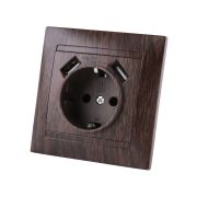 Розетка 2П+З 16А 250В + 2 USB порта 2,1А 5В венге «Лама» TDM