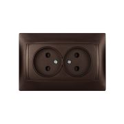 Розетка двойная 2П 10А 250В с защ. шт. шоколад «Лама» TDM