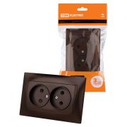 Розетка двойная 2П 10А 250В шоколад «Лама» TDM