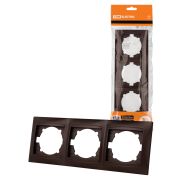 Рамка 3-х постовая горизонтальная шоколад «Лама» TDM