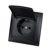 Розетка 2П+З 16А 250В IP44 с крышкой графит «Лама» TDM