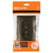 Розетка двойная 2П 10А 250В с защ. шт. бронза «Лама» TDM