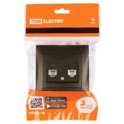 Розетка телефонная RJ11 + компьютерная RJ45 бронза «Лама» TDM