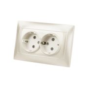 Розетка двойная 2П+З 16А 250В с защитными шторками  перламутр «Лама» TDM