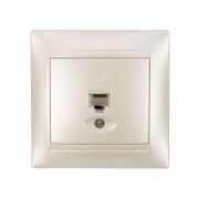 Розетка телефонная RJ11  перламутр «Лама» TDM