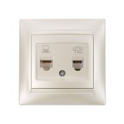 Розетка телефонная RJ11 + компьютерная RJ45 перламутр «Лама» TDM