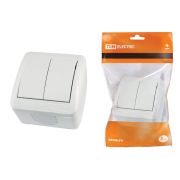 Выключатель 2-кл. открытой установки IP44 10А белый «Селигер» TDM