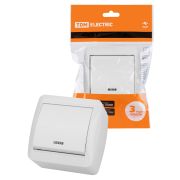 Выключатель 1-кл. открытой установки с подсветкой IP44 10А белый «Селигер» TDM