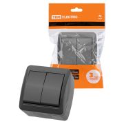 Выключатель 2-кл. открытой установки IP44 10А серый «Селигер» TDM