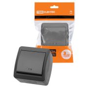 Выключатель 1-кл. открытой установки с подсветкой IP44 10А серый «Селигер» TDM