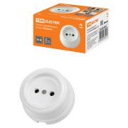 Розетка фарфоровая 2П 10А 250В белая «Болонь» TDM