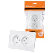 Розетка двойная 2П с защ. шт. 10А 250В белая «Ильмень» TDM