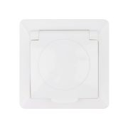 Розетка 2П+З с защ. шт. и крышкой 16А 250В IP44 белая «Ильмень» TDM