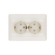 Розетка двойная 2П+З с защ. шт. 16А 250В сл. кость «Ильмень» TDM