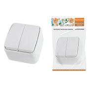 Выключатель 2-кл. открытой установки IP20 10А, белый «Дача» Народная