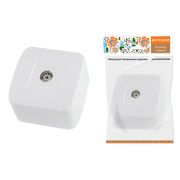 Розетка TВ простая (0-2400 Гц,  «мама») открытой установки, IP20 белая «Дача» Народная