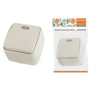 Выключатель 1-кл. открытой установки с подсветкой IP20 10А, сл. кость «Дача» Народная