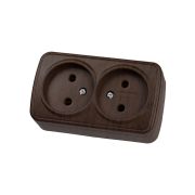 Розетка двойная 2П открытой установки IP20 10А, венге «Дача» Народная