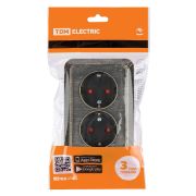 Розетка угловая двойная 2П+3 открытой установки с з/ш IP20 250В 16А бронза «Ладога» TDM