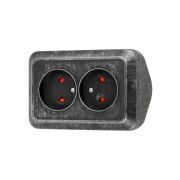 Розетка угловая двойная 2П открытой установки с з/ш IP20 250В 10А серебро «Ладога» TDM