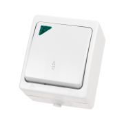 Переключатель на 2 направления 1-кл. с подсветкой открытой установки IP54 10А белый «Вуокса» TDM