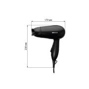 Фен «Сатурн 1», 1200 Вт, 2 режима работы, складная ручка, насадка-концентратор, черный, TDM