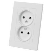 Розетка двойная 2П 10А 250В с защ. шт. белая «Сенеж» TDM