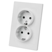 Розетка двойная 2П+З 16А 250В с защ. шт. белая «Сенеж» TDM