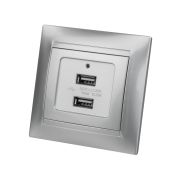 Розетка 2USB порт 2,1А 5В металлик «Лама» TDM