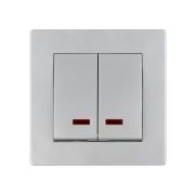 Выключатель 2 кл. с подсветкой 10А серебр. металлик «Сенеж» TDM