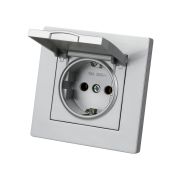 Розетка 2П+З 16А 250В IP44 с крышкой серебр. металлик «Сенеж» TDM