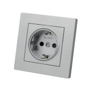 Розетка 2П+З 16А 250В с защ. шт. серебр. металлик «Сенеж» TDM