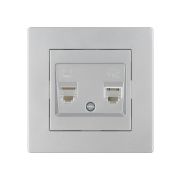 Розетка телефонная RJ11 + компьютерная RJ45 серебр. металлик «Сенеж» TDM