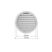 Решетка вентиляционная круглая алюминиевая с москитной сеткой, с фланцем d250, внеш. D275, TDM