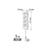 Удлинитель 4 гнезда, 5 метров, с/з, 16 А, 3680 Вт, белый, НАРОДНЫЙ У1-43053 (Ун1 430-0001)