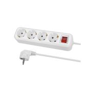 Удлинитель 4 гнезда, 5 метров, с/з, выкл., 10 А, 2300 Вт, белый, НАРОДНЫЙ У1-42056 (Ун1 421-0001)
