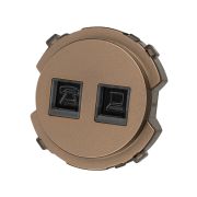 Розетка телефонная RJ11 + компьютерная RJ45 бронза, «Байкал» TDM