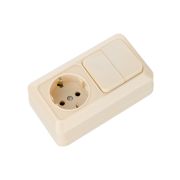 Блок комбинированный выкл. 2-кл. 10А + розетка 2П+З 16А 250В БКВР IP20 сл. кость «Ладога» TDM