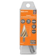 Сверло по металлу ступенчатое, 9-36 мм, 10 ступеней, нитрид., HSS, цилиндр. хв., «Рубин» TDM