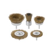 Набор щеток для дрели, латунированных, 5 предметов: «плоские» 50,75 мм, «чашки» 25,50,75 мм, «Рубин», TDM