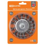 Щетка для дрели «плоская», 100 мм, плетеные пучки стальной проволоки d 0,5 мм, «Рубин», TDM
