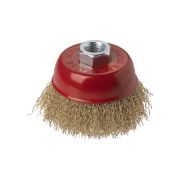 Щетка для УШМ «чашка», 75 мм, гайка М14, латунированная витая проволока d 0,3 мм, «Рубин», TDM